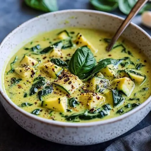 Soupe Veloutée de Courgettes et Épinards au Lait de Coco