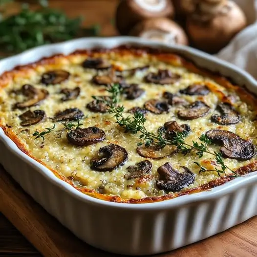 Clafoutis Salé aux Champignons et Quinoa au Thym