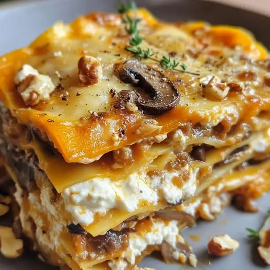 Délicieuses Lasagnes Végétariennes d'Automne au Chèvre et Sauce aux Noix : Réconfort Assuré