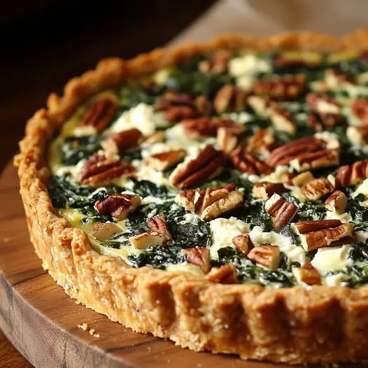 Délicieuse Tarte aux Épinards, Ricotta et Noix de Pécan : Un Festin Réconfortant